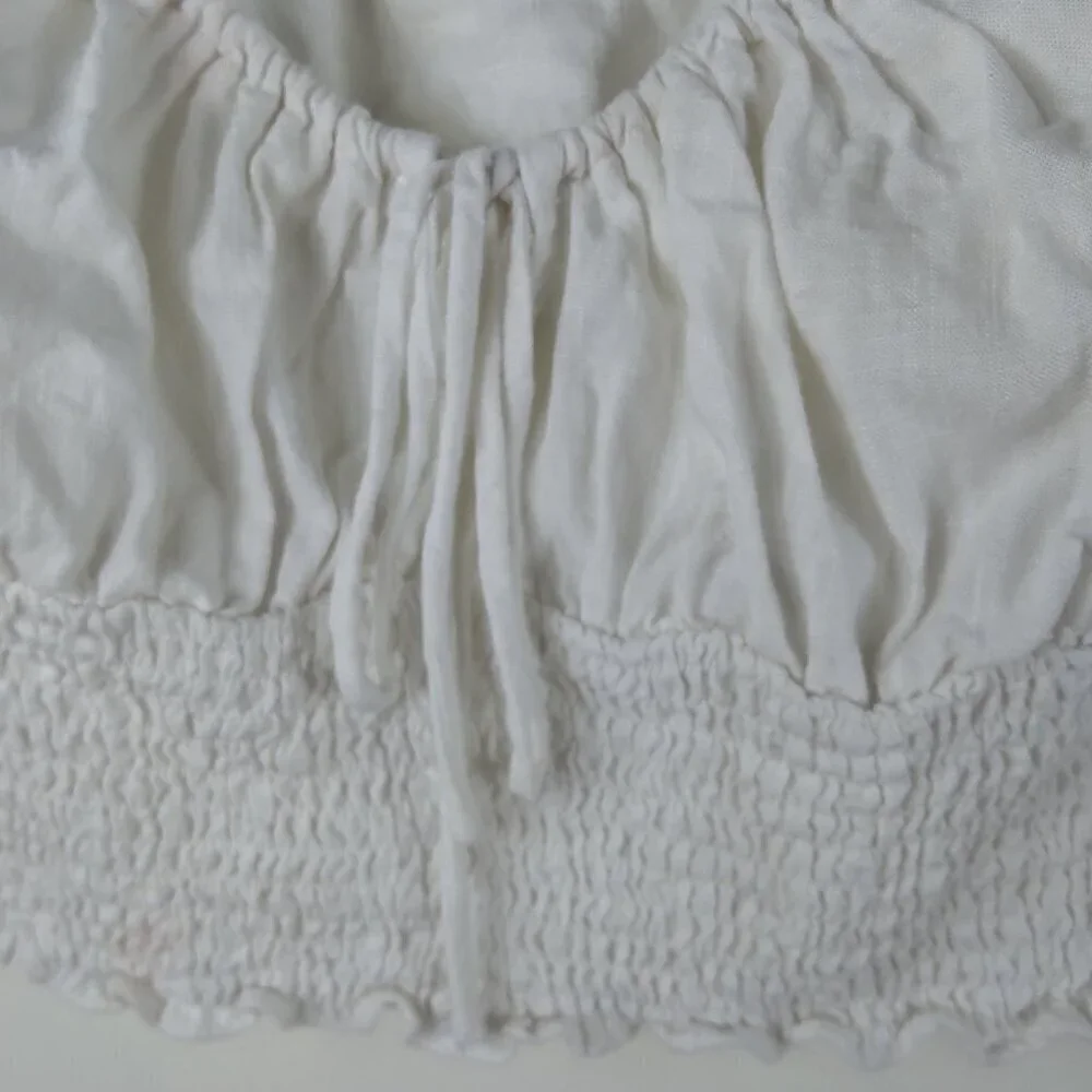 White Ruffled Crop Top - Picture 2 of 8